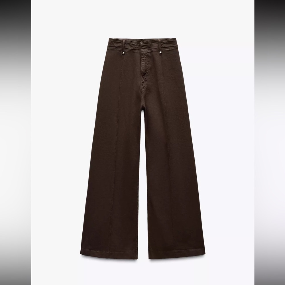 Zara high waisted wide leg brown jean